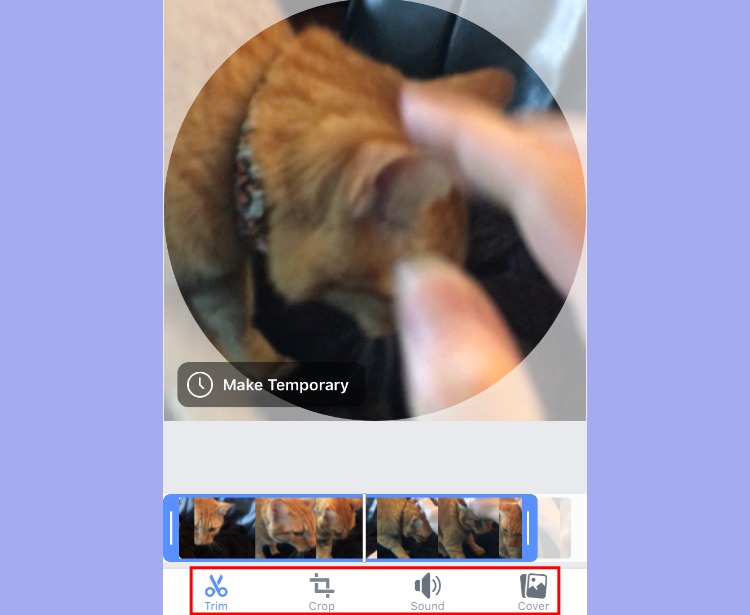 A screenshot showing how to edit profile videos in Facebook. 